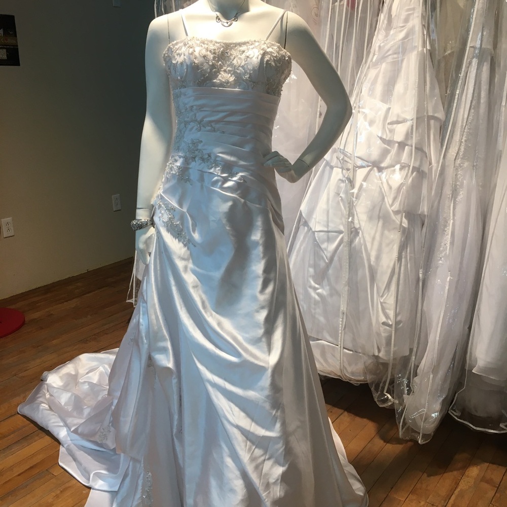 Mary’s Wedding dress size 10. White-Regular price $1117.00.
